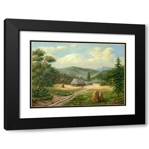 Rodnie Gori Black Modern Wood Framed Art Print with Double Matting by Vlagyislav, Najgyonov