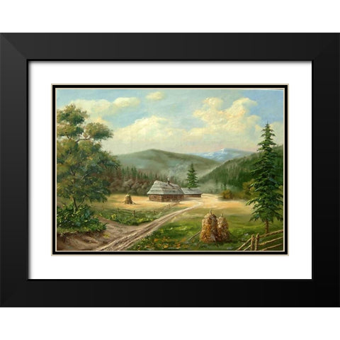 Rodnie Gori Black Modern Wood Framed Art Print with Double Matting by Vlagyislav, Najgyonov