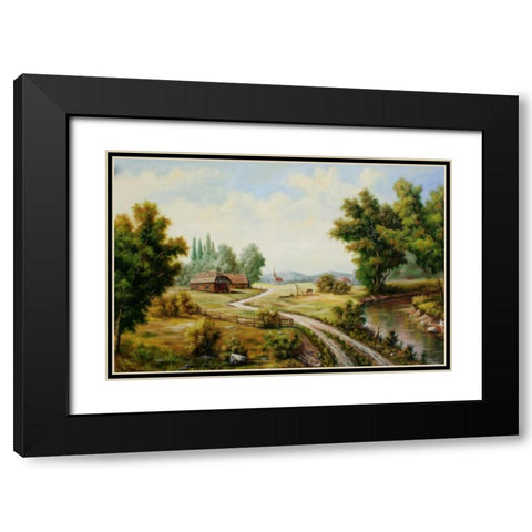 Selyskij Pejzaz Black Modern Wood Framed Art Print with Double Matting by Vlagyislav, Najgyonov