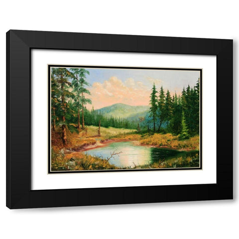 Gornoe Ozero Black Modern Wood Framed Art Print with Double Matting by Vlagyislav, Najgyonov