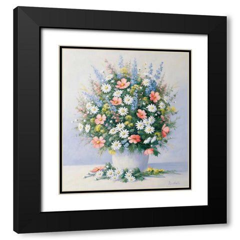 Bouquet in pink Black Modern Wood Framed Art Print with Double Matting by Motz, Peter