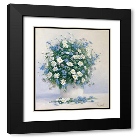 Bouquet in blue Black Modern Wood Framed Art Print with Double Matting by Motz, Peter