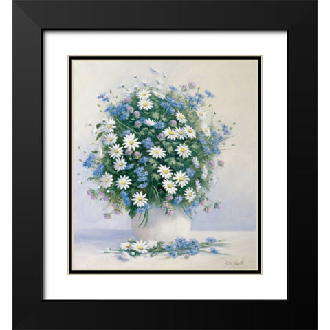 Bouquet in blue Black Modern Wood Framed Art Print with Double Matting by Motz, Peter