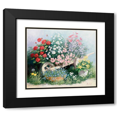 Flower parade Black Modern Wood Framed Art Print with Double Matting by Motz, Peter