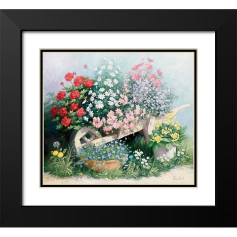 Flower parade Black Modern Wood Framed Art Print with Double Matting by Motz, Peter