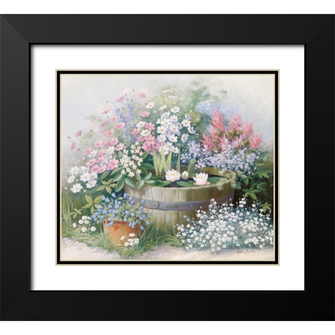 Water-lilies Black Modern Wood Framed Art Print with Double Matting by Motz, Peter