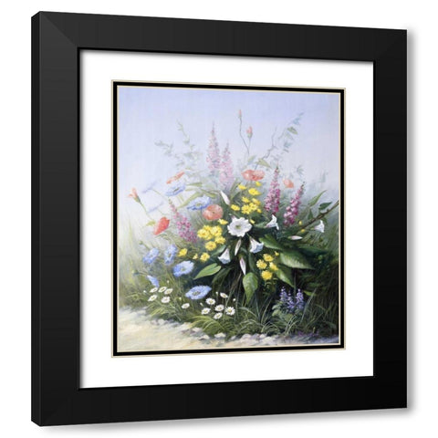 Floral symphony Black Modern Wood Framed Art Print with Double Matting by Motz, Peter