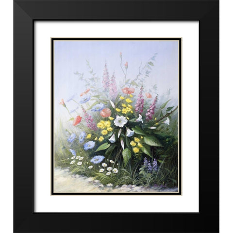 Floral symphony Black Modern Wood Framed Art Print with Double Matting by Motz, Peter