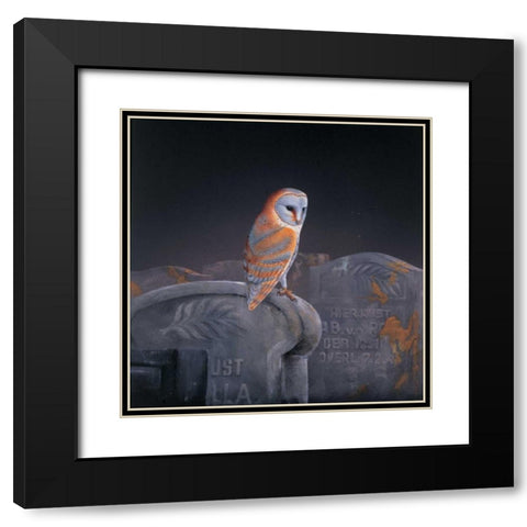 Grafeyard owl Black Modern Wood Framed Art Print with Double Matting by Weenink, Ruud