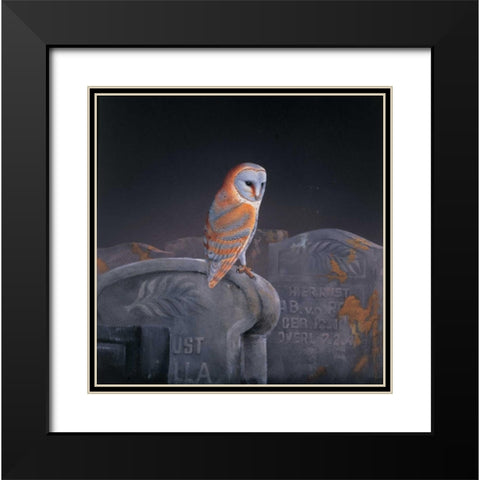 Grafeyard owl Black Modern Wood Framed Art Print with Double Matting by Weenink, Ruud