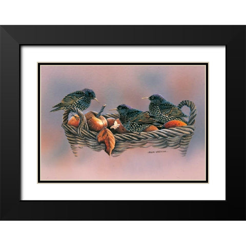 Family birds Black Modern Wood Framed Art Print with Double Matting by Weenink, Ruud