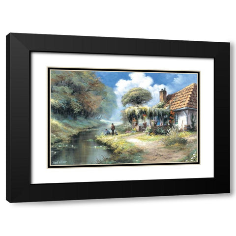 Fishing men Black Modern Wood Framed Art Print with Double Matting by Withaar, Reint