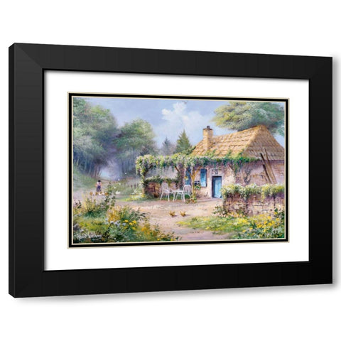 Blue door Black Modern Wood Framed Art Print with Double Matting by Withaar, Reint