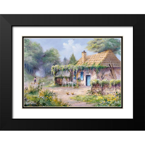 Blue door Black Modern Wood Framed Art Print with Double Matting by Withaar, Reint