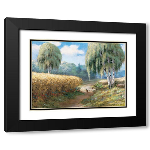 Pheasants Black Modern Wood Framed Art Print with Double Matting by Withaar, Reint