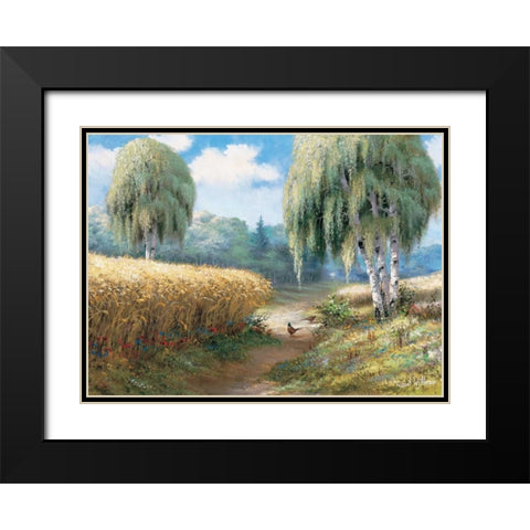 Pheasants Black Modern Wood Framed Art Print with Double Matting by Withaar, Reint