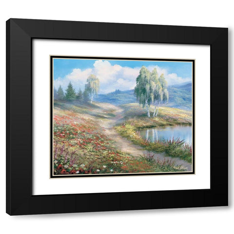 The lake Black Modern Wood Framed Art Print with Double Matting by Withaar, Reint