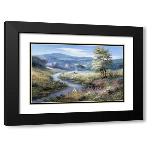 Lonely deers Black Modern Wood Framed Art Print with Double Matting by Withaar, Reint
