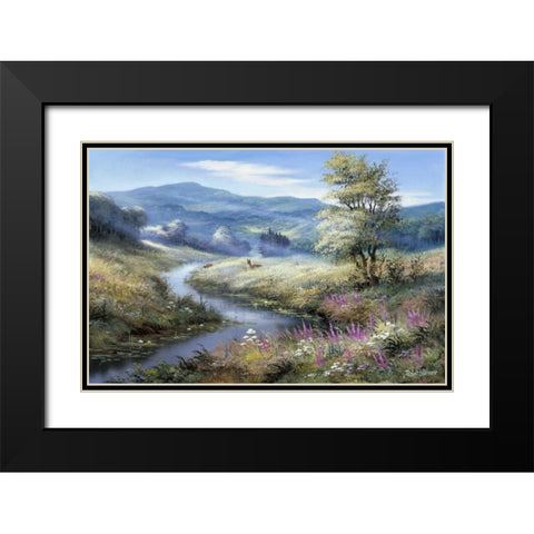 Lonely deers Black Modern Wood Framed Art Print with Double Matting by Withaar, Reint