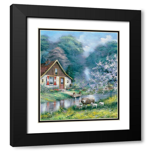 Spring Black Modern Wood Framed Art Print with Double Matting by Withaar, Reint