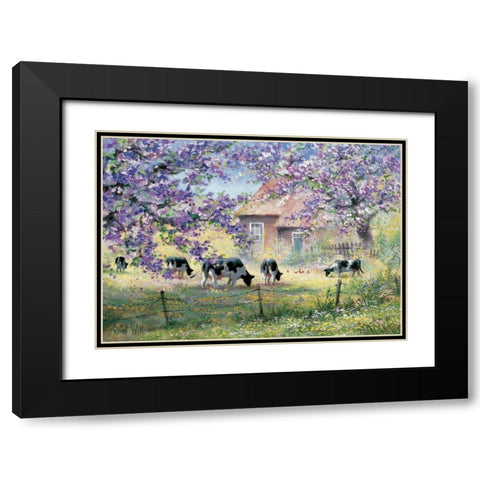 Over the country Black Modern Wood Framed Art Print with Double Matting by Withaar, Reint
