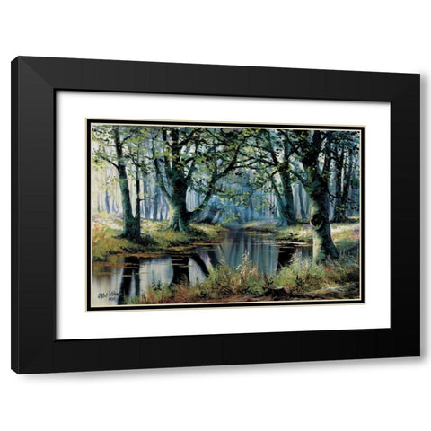 Tranquillity by the trees Black Modern Wood Framed Art Print with Double Matting by Withaar, Reint