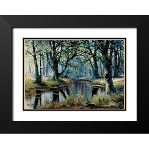 Tranquillity by the trees Black Modern Wood Framed Art Print with Double Matting by Withaar, Reint