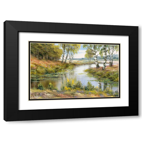 Ominous brook Black Modern Wood Framed Art Print with Double Matting by Withaar, Reint