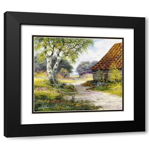 Path Black Modern Wood Framed Art Print with Double Matting by Withaar, Reint