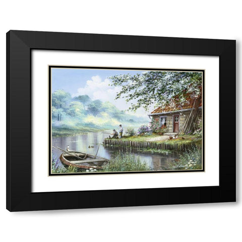 Sandway II Black Modern Wood Framed Art Print with Double Matting by Withaar, Reint