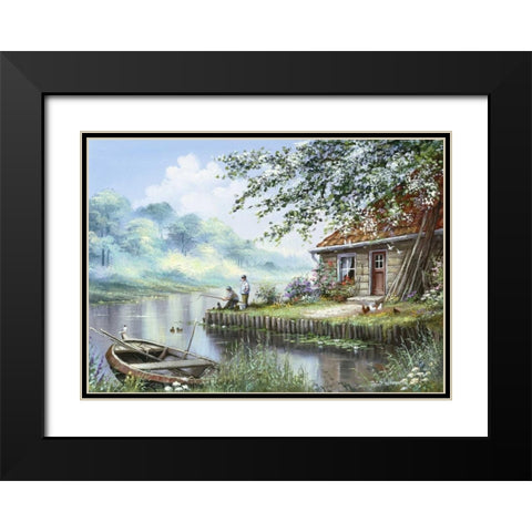 Sandway II Black Modern Wood Framed Art Print with Double Matting by Withaar, Reint