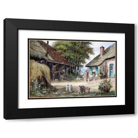 Dutch country scene Black Modern Wood Framed Art Print with Double Matting by Withaar, Reint
