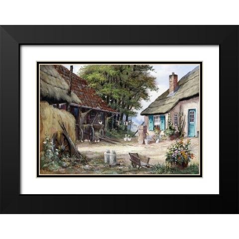 Dutch country scene Black Modern Wood Framed Art Print with Double Matting by Withaar, Reint