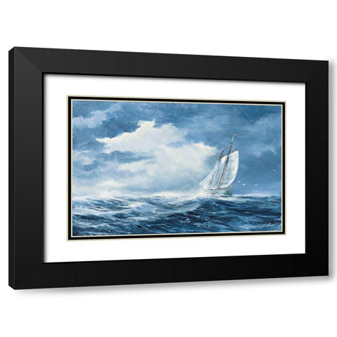 Sailing Black Modern Wood Framed Art Print with Double Matting by Withaar, Reint