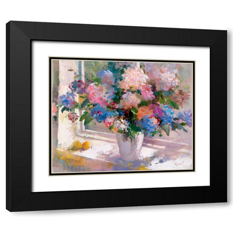 Hydrangea Black Modern Wood Framed Art Print with Double Matting by Camel, Stefanie