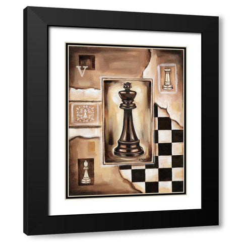 Chess King Black Modern Wood Framed Art Print with Double Matting by Fields, Wendy