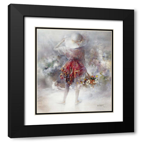 Flower-girl Black Modern Wood Framed Art Print with Double Matting by Haenraets, Willem