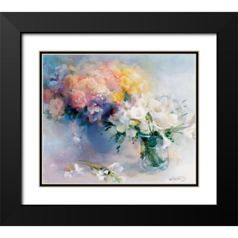 Rhyme of flowers Black Modern Wood Framed Art Print with Double Matting by Haenraets, Willem