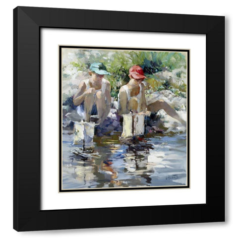 Boys Black Modern Wood Framed Art Print with Double Matting by Haenraets, Willem