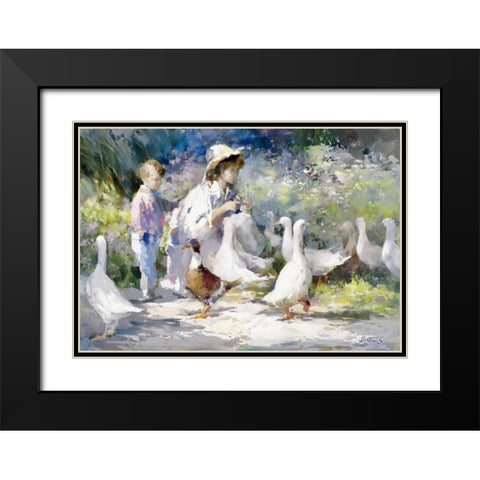 Feeding time Black Modern Wood Framed Art Print with Double Matting by Haenraets, Willem