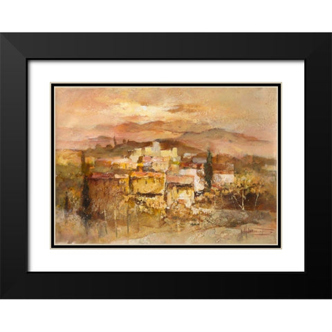 Italian village I Black Modern Wood Framed Art Print with Double Matting by Haenraets, Willem