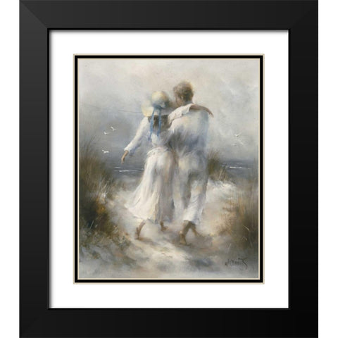 Romantic Black Modern Wood Framed Art Print with Double Matting by Haenraets, Willem