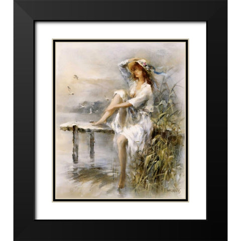 Waterside Black Modern Wood Framed Art Print with Double Matting by Haenraets, Willem