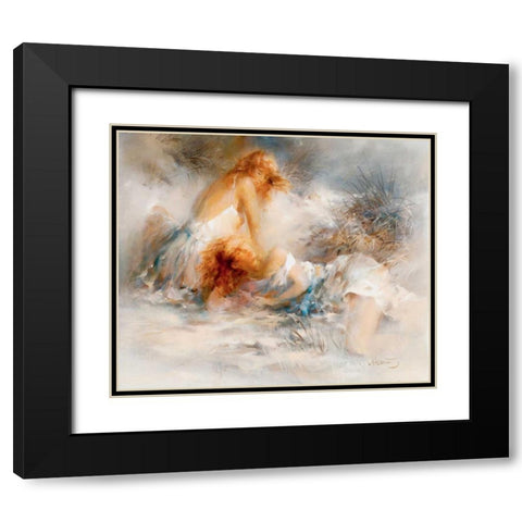 Tender Black Modern Wood Framed Art Print with Double Matting by Haenraets, Willem