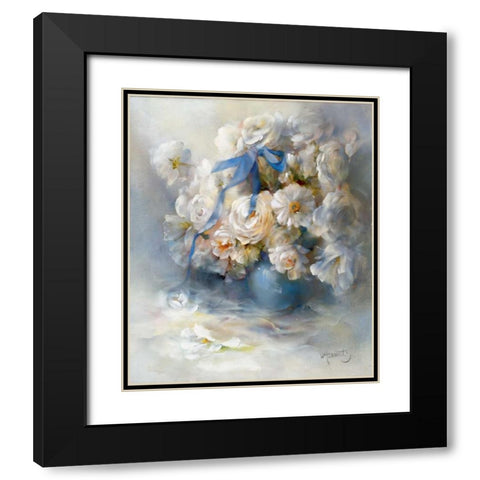 Ranunculus Black Modern Wood Framed Art Print with Double Matting by Haenraets, Willem
