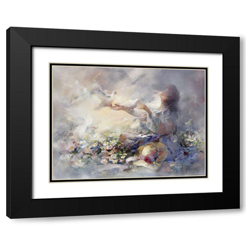 Romantic reflections Black Modern Wood Framed Art Print with Double Matting by Haenraets, Willem