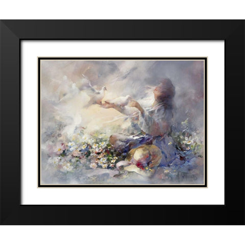 Romantic reflections Black Modern Wood Framed Art Print with Double Matting by Haenraets, Willem