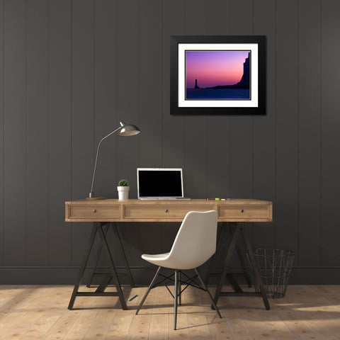 Lighthouse at dusk, Beachy Head, UK Black Modern Wood Framed Art Print with Double Matting by Frank, Assaf