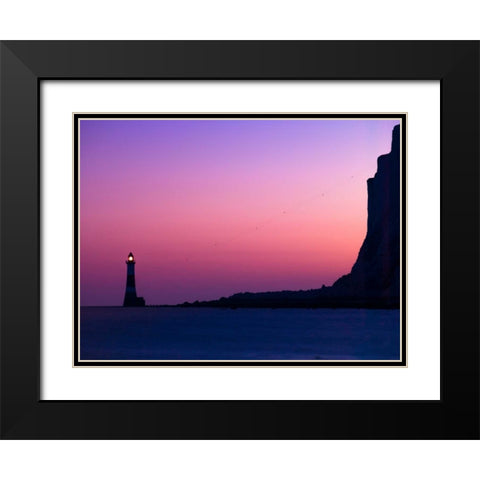 Lighthouse at dusk, Beachy Head, UK Black Modern Wood Framed Art Print with Double Matting by Frank, Assaf