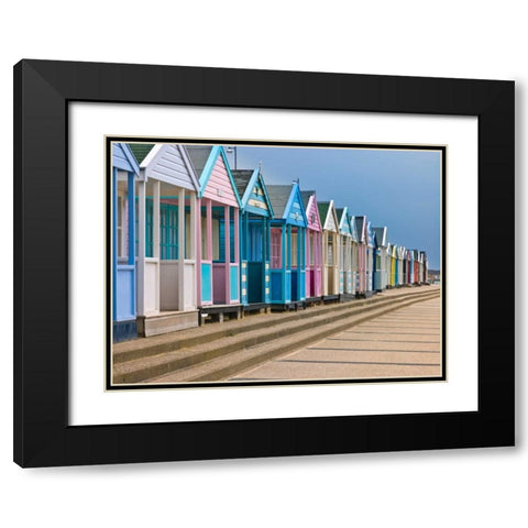Beach huts in a row Black Modern Wood Framed Art Print with Double Matting by Frank, Assaf